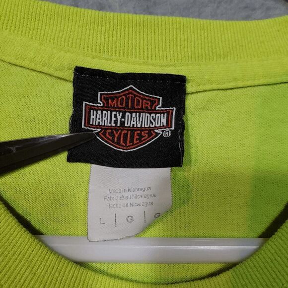 Harley Davidson Shirt Mens Large Yellow Denney's Springfield Missouri Pullover - Picture 2 of 8